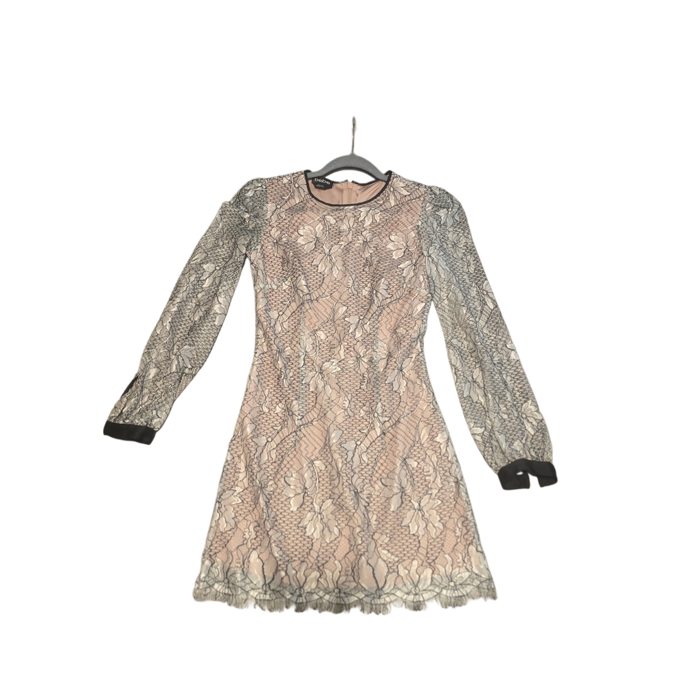 Bebe Black and Cream Lace Dress Size 0